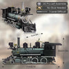 A detailed model kit of a black steam locomotive, 282 pieces, ready for self-assembly.