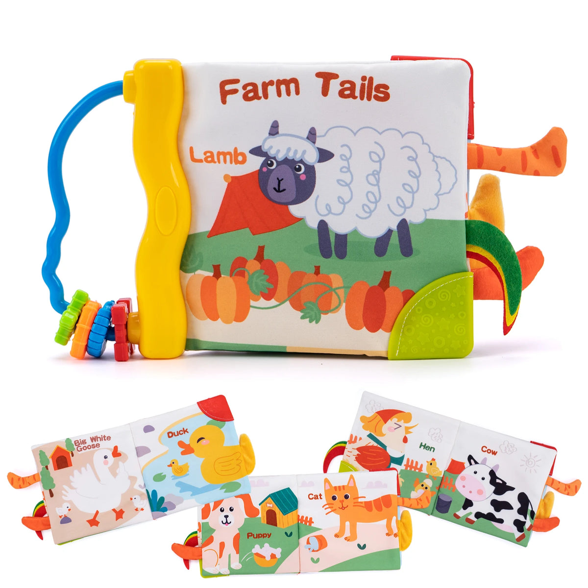 Soft Baby Cloth Book with 3D Animal Tails