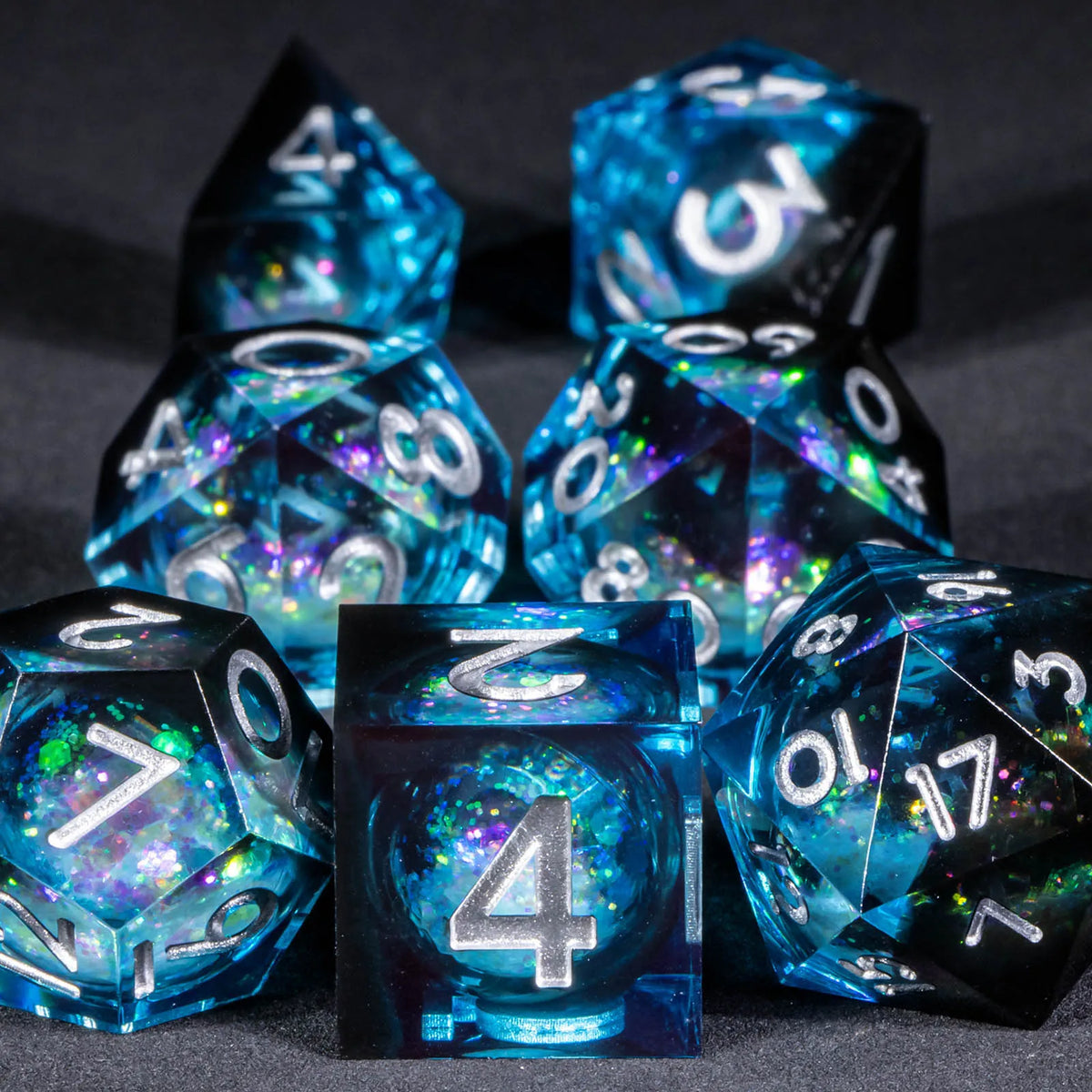 Liquid Core Dice Set for Dungeons & Dragons | Sharp Edge Resin RPG Dice