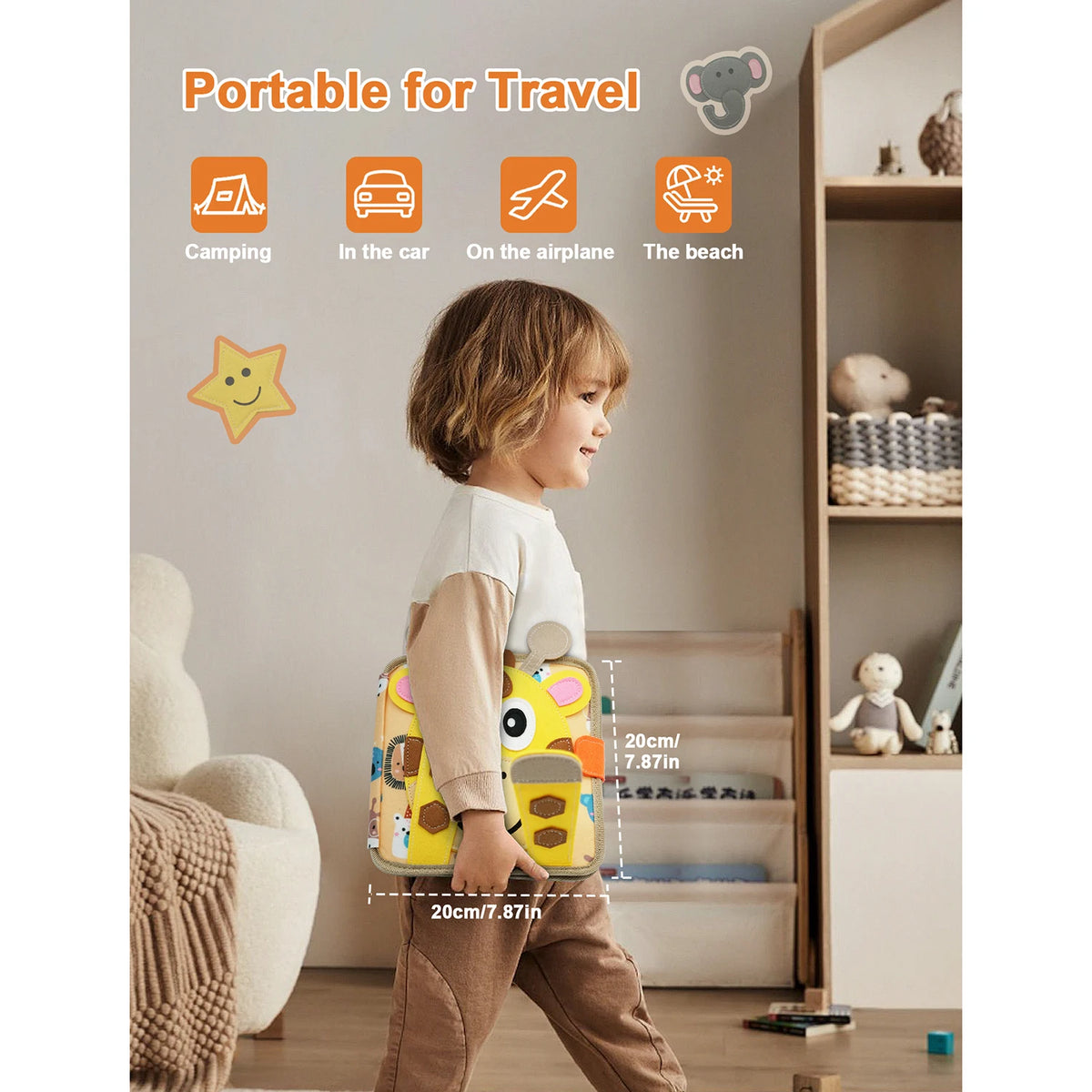 Montessori Busy Board Giraffe Activity Book for Toddlers