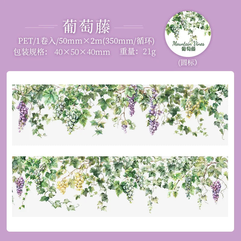 Fresh Vine-themed PET Decorative Tape Roll for Journaling & Crafting