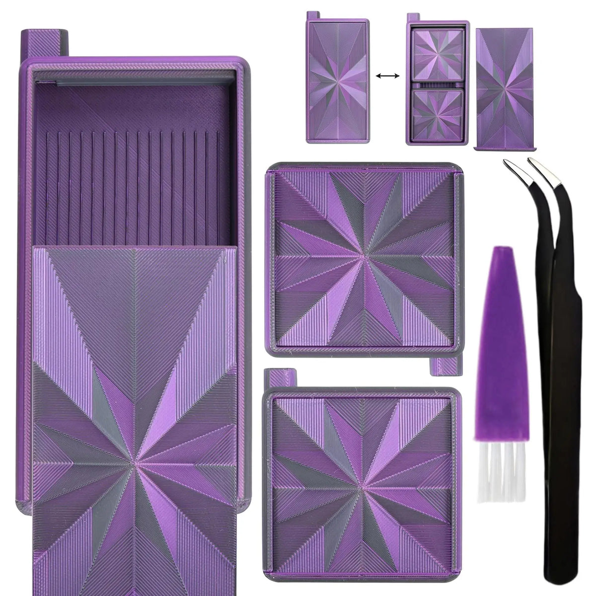Stackable Diamond Painting Organizer Tray with Tweezers & Brush