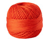 A ball of bright orange 100% cotton crochet thread for tatting and embroidery.