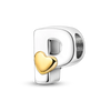 A sterling silver alphabet charm shaped like the letter P with a heart accent.