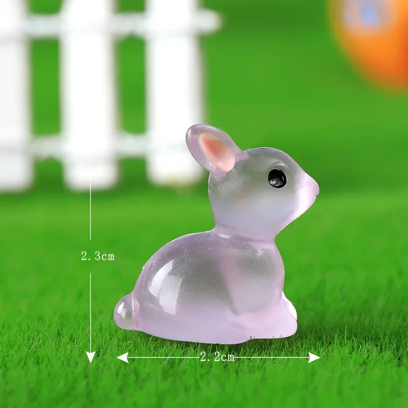 Glow-in-the-Dark Bunny Resin Figurines for Easter & Home Decor