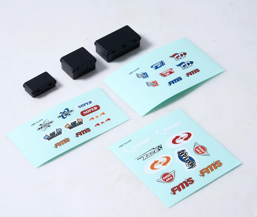 RC Car Scale Accessory Set – Surfboard, Kayak, and Roadblock Decorations