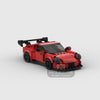 A red classic supercar model built from building blocks.