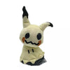A light yellow Mimikyu plush toy with black horns and facial markings.