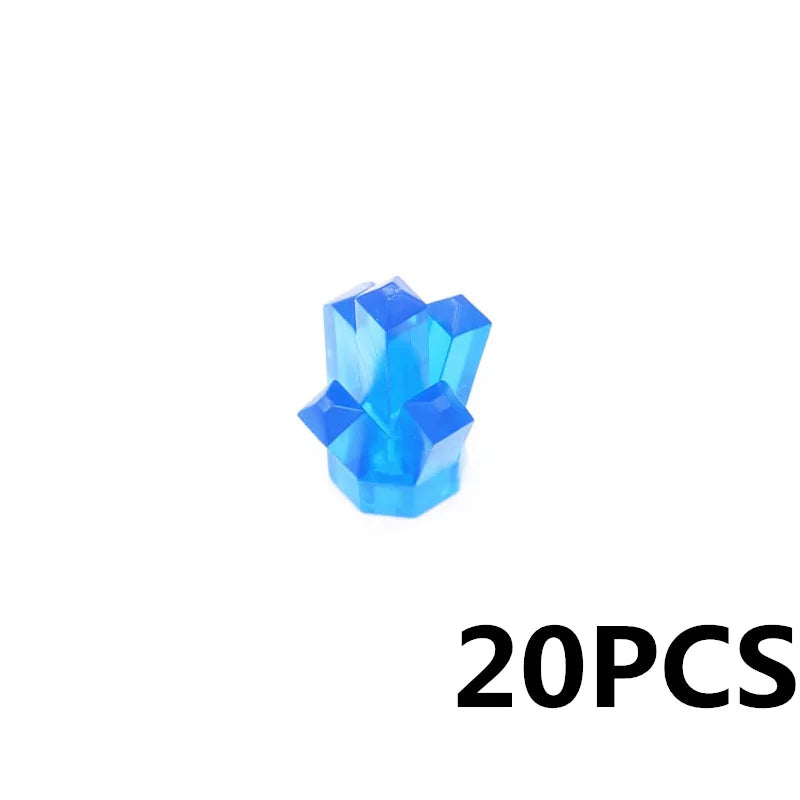 A small, translucent blue crystal or gem shaped like an abstract starburst.