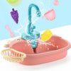 A pink plastic play dishwasher set for kids with a realistic water cycle demonstration.