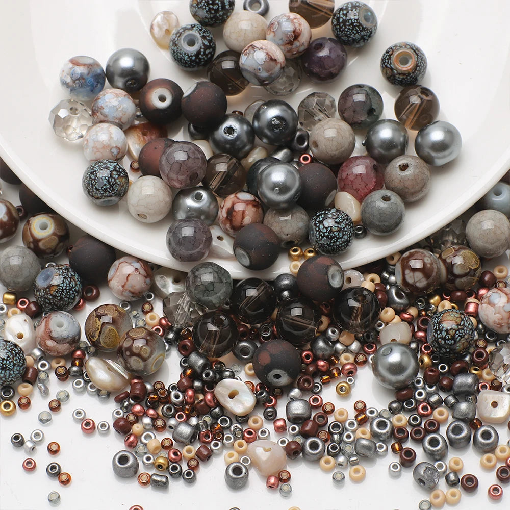Crystal Glass Seed Beads for Jewelry Making – 45g Mixed Colors & Shapes