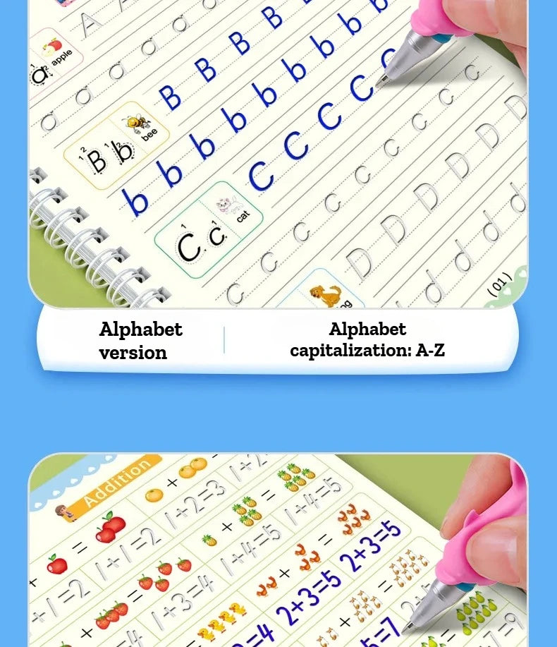 Reusable Grooved Handwriting Books for Kids — Magic Ink Practice Set