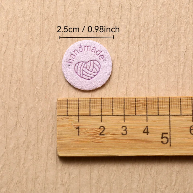 Round PU Leather Labels with Embossed Design for DIY Crafts