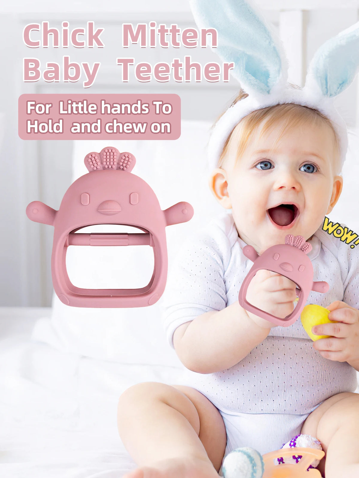 Chick-Shaped Silicone Teether Gloves for Babies