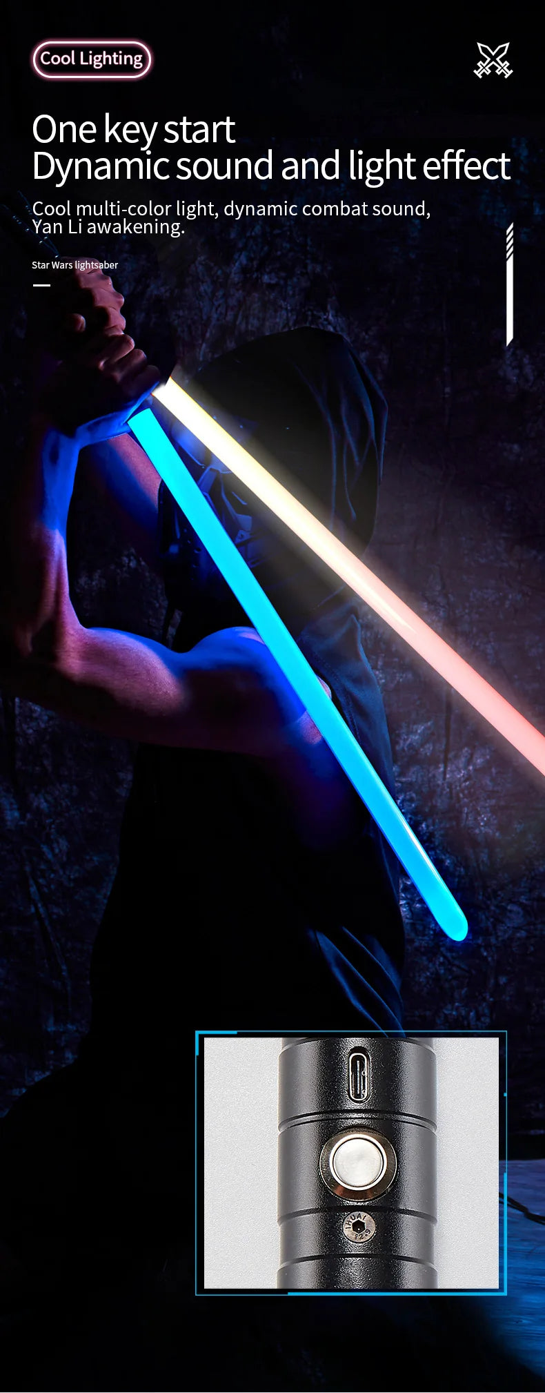 RGB Metal Lightsaber with 7 Color Modes and Sound Effects