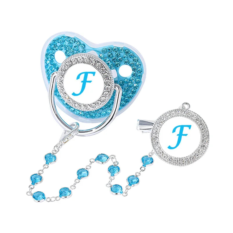 Personalized Zircon Pacifier Clip with Silicone Teether