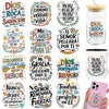 A collection of Spanish Bible verses printed on stickers and transfer sheets for crafts