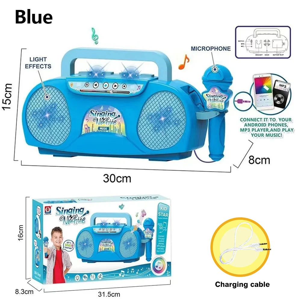 Kids Karaoke Microphone Stand Set with Party Lights