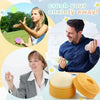 A man and a woman are shown using yellow squishy stress balls for anxiety relief.
