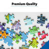 A collection of colorful abstract aesthetic jigsaw puzzles for adults featuring various shapes and patterns.