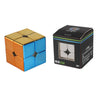 A box of a magnetic 3x3 speed cube featuring orange and blue colored pieces.