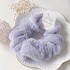 Plush Knit Scrunchie Hair Ties with Leather Accent