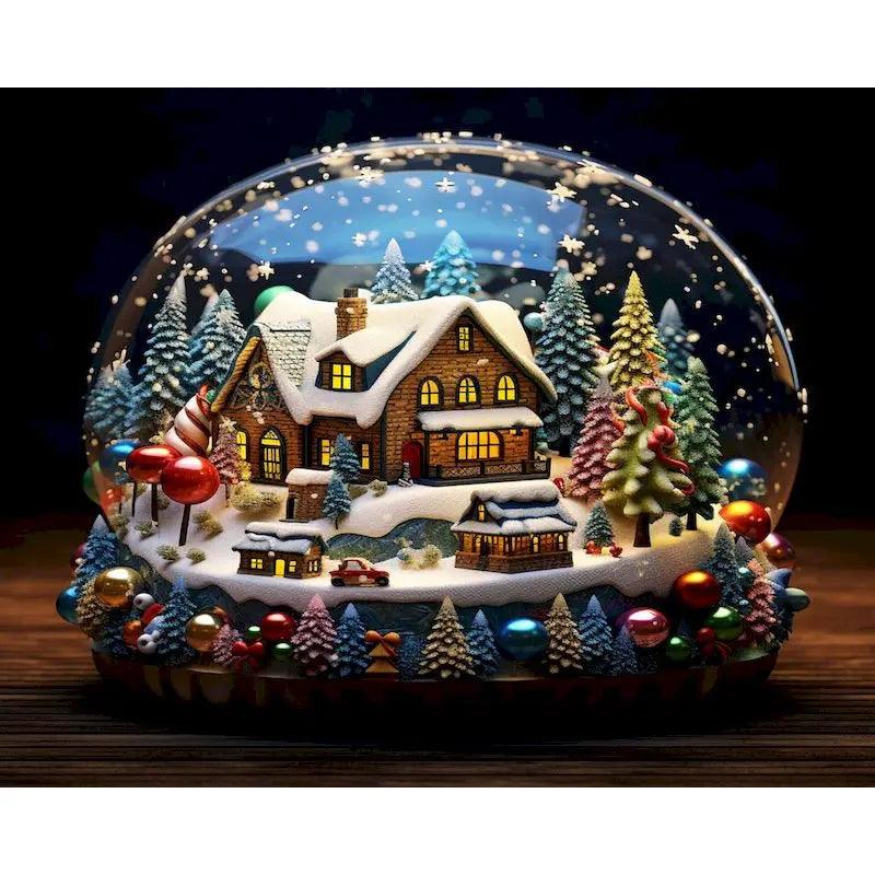 Christmas Diamond Painting Kit with Frame, Scenic Art for Adults