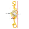 Gold-colored magnetic lobster claw clasps for jewelry making, shown with dimension lines.