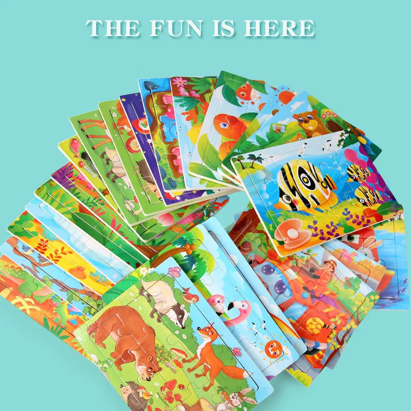 Wooden Animal Jigsaw Puzzles for Toddlers (Set of 12)
