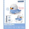 A set of blue and white cute birds micro building blocks with accessories and packaging.