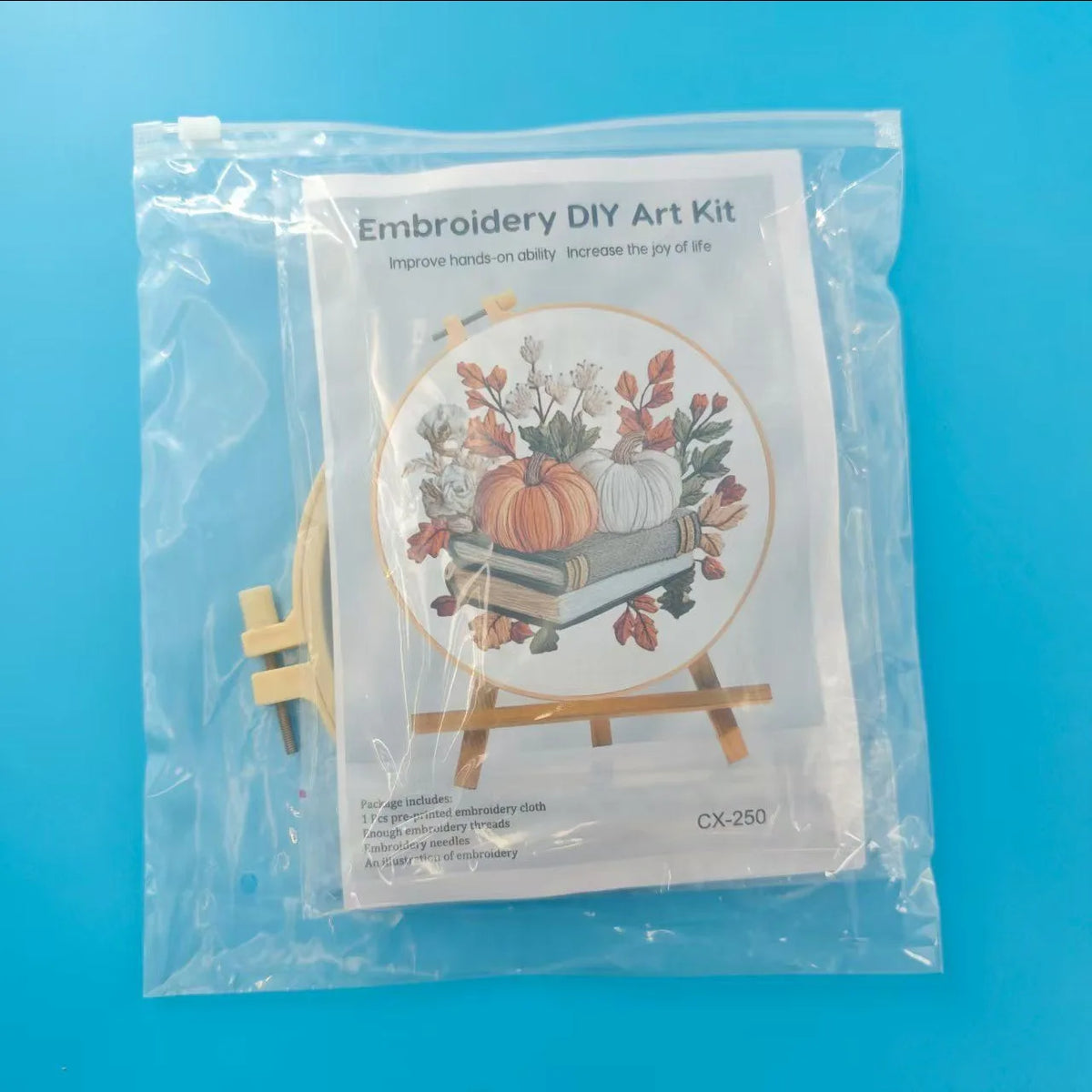 Fall Harvest Pumpkin Embroidery Kit for Adults