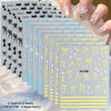 3D Bow Nail Stickers with Ribbon, Heart & Stripe Designs
