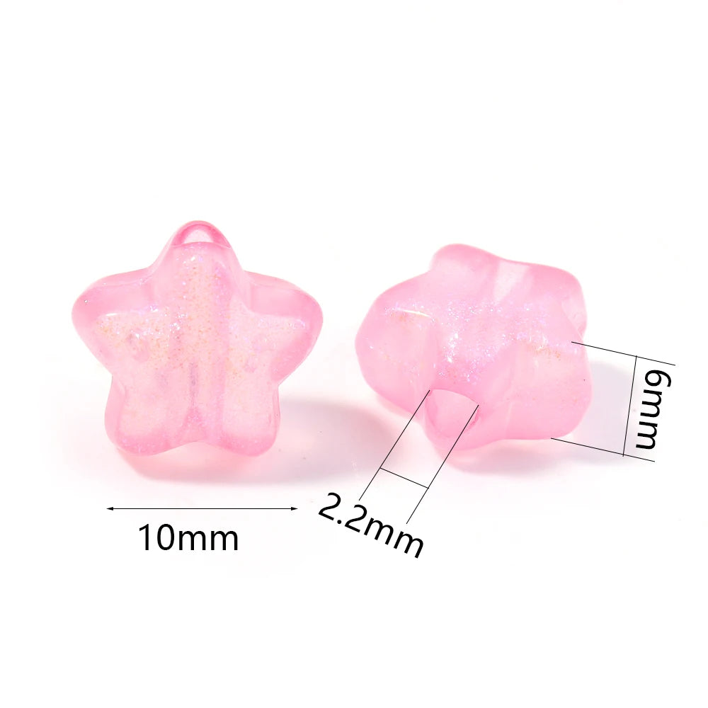 Mermaid Star Acrylic Beads – 10mm Luminous Loose Beads for DIY Jewelry