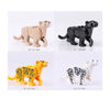 Set of six African wildlife animal building blocks models in beige, black, and yellow colors.