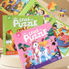 A box of Level Up Puzzle toys featuring colorful wooden pieces and illustrations for children.
