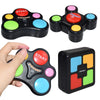A set of light-up memory game blocks and a handheld memory game for kids