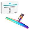 A silver diamond painting metal drill tip is shown next to a colorful, iridescent resin painting pen with a 20# tip.