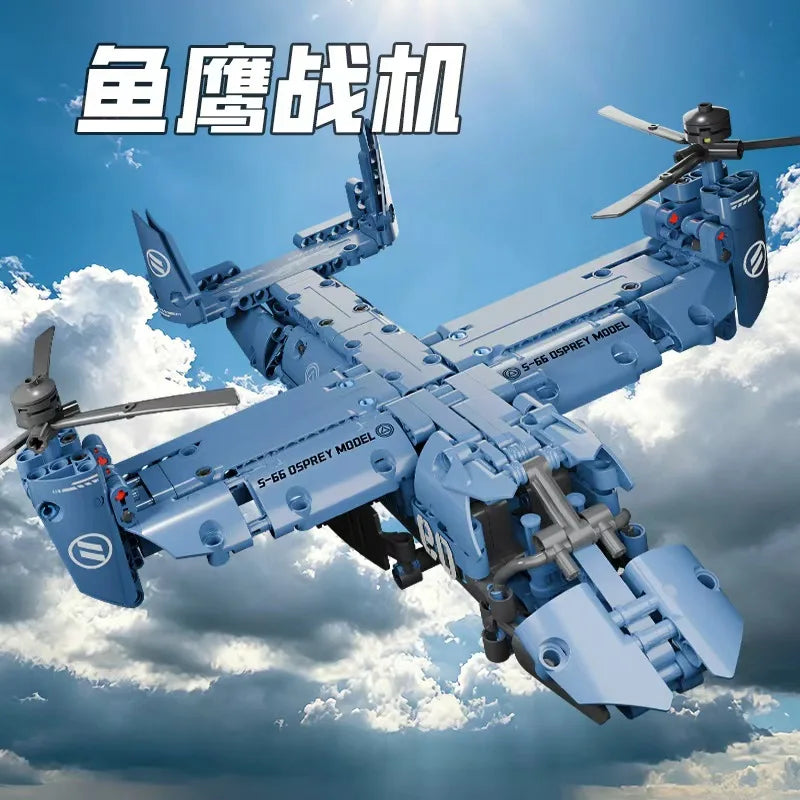 V-22 Osprey Tiltrotor Building Block Model with Working Propellers