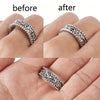 Before and after comparison of an adjustable ring sizer pad for jewelry