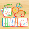 A wooden stick and ring puzzle toy with colorful rings and a stick on a light wooden surface.