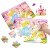 A colorful jigsaw puzzle featuring an animal cartoon theme with a princess and castle elements.