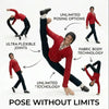A red plush doll demonstrating ultra-flexible joints and unlimited posing options.