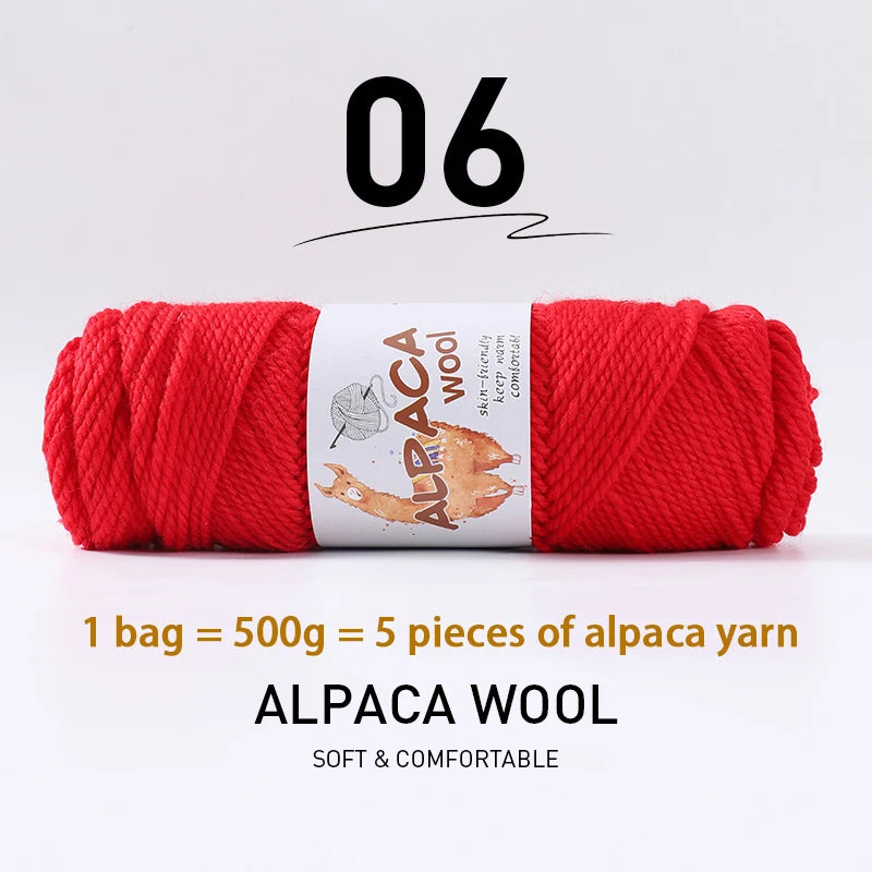 Luxurious Alpaca Wool Blend Yarn — 500g Thick Knitting Yarn