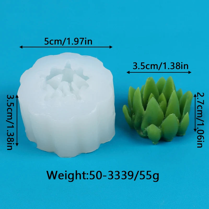 White silicone mold shaped like a cactus or succulent for crafting