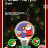 A red Christmas projection flashlight illuminating a festive scene with Santa and reindeer figures.