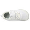 White kids barefoot training sneakers shown from the side with laces