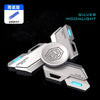 Silver moonlight metal luminous fidget spinner with silent bearing shown in a studio setting