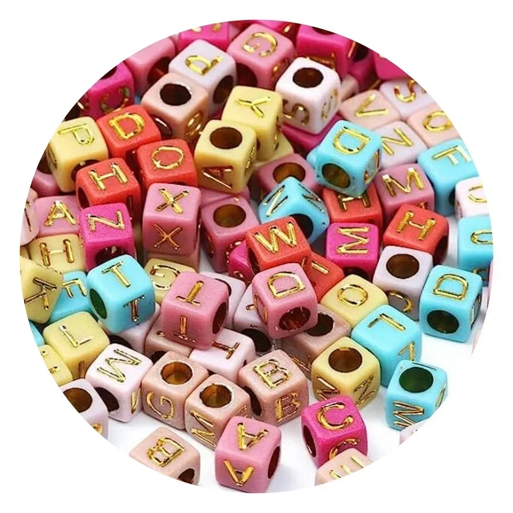 Acrylic Alphabet Beads for Jewelry Making - Mixed Letter Cubes