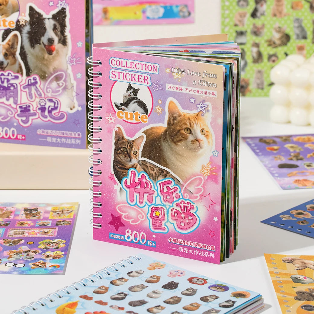 Adorable Pet-Themed Sticker Book (30 Designs)