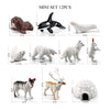 A mini set of 12 plastic figurines including a whale, shark, dolphin, turtle, and penguin.